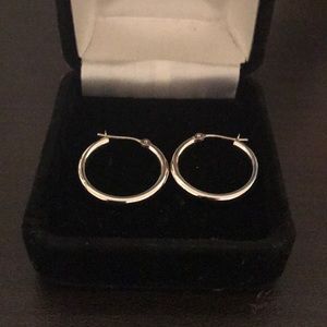 NWT small white gold hoops